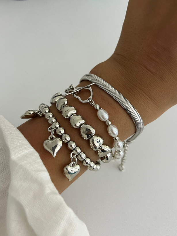 پک ۴ تایی دستبند رادیوم زنانه مدل Heart Pearl