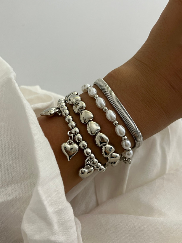 پک ۴ تایی دستبند رادیوم زنانه مدل Heart Pearl