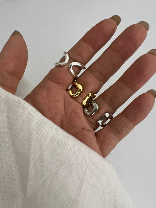 انگشتر طرح مینیمال رادیوم سیلور طلایی|free size