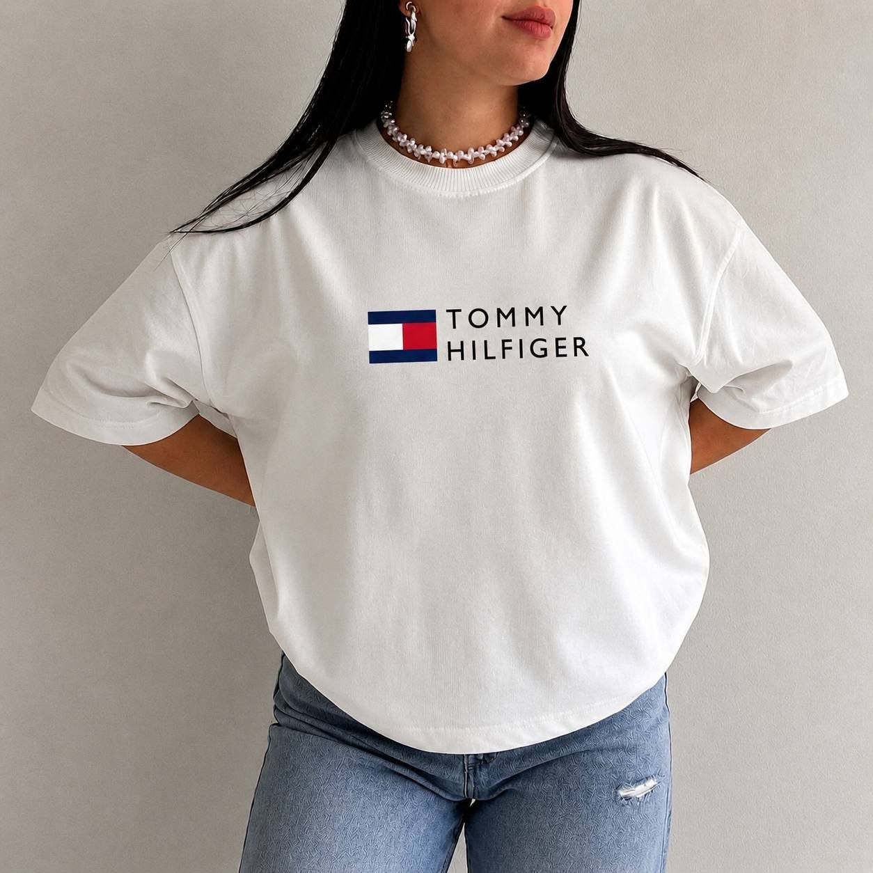تیشرت سفید طرح تامی |Tommy