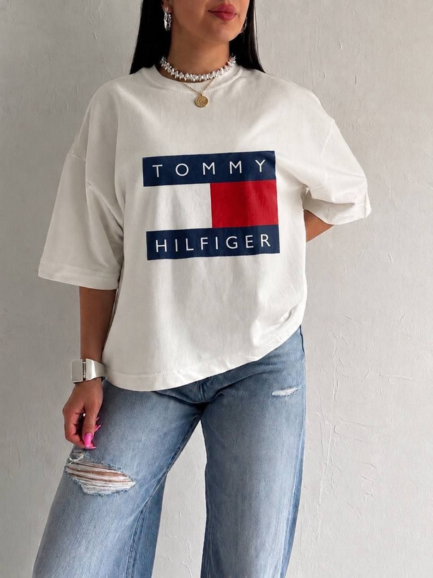 تیشرت سفید طرح تامی |Tommy